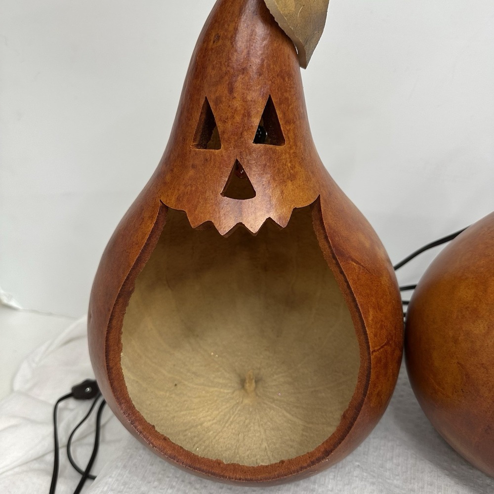 Single Meadowbrooke Gourd Lighted Jack-O-Lantern Halloween Pumpkin Candy Bowl